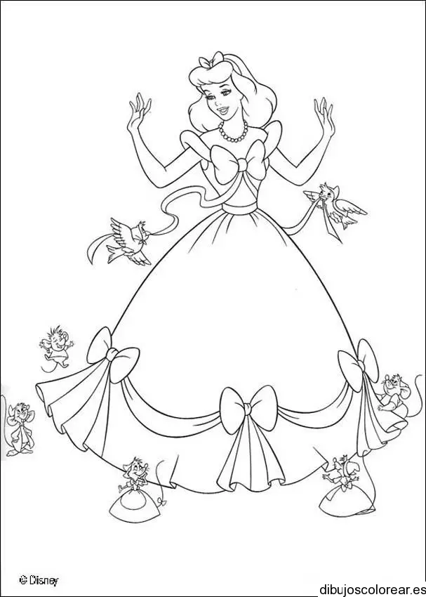 Dibujo de Cenicienta sonriendo para colorear