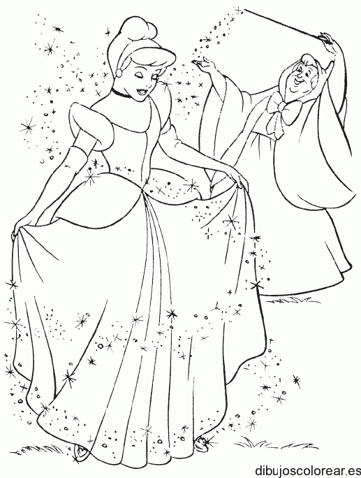 Dibujo de Cenicienta y el hada para colorear