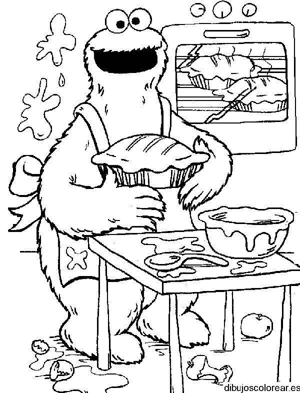 Dibujo de Comegalletas haciendo tartas para colorear