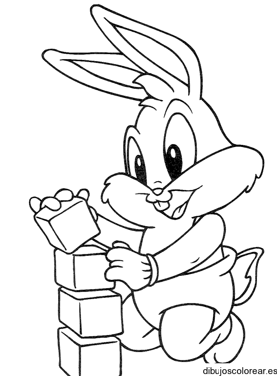 Dibujo de conejito jugando para colorear