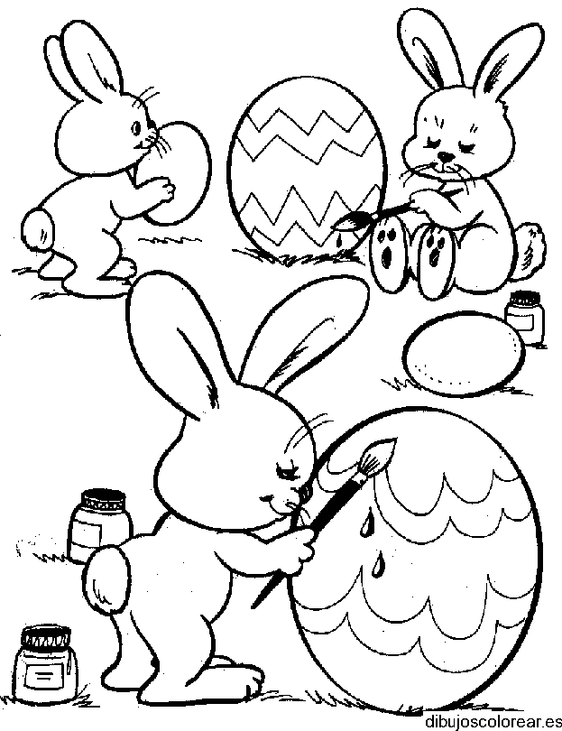 Dibujo de conejos de pascua para colorear