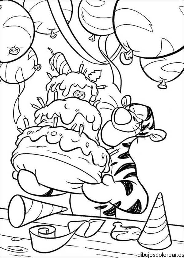 Dibujo de cumpleaños de Winnie the Poh para colorear