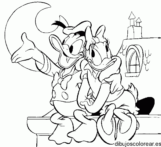 Dibujo de Daisy y Donald en París para colorear