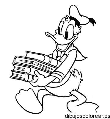 Dibujo de Donald con libros para colorear
