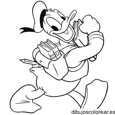 Dibujo de Donald con mochila para colorear