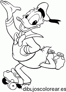 Dibujo de Donald con patines para colorear