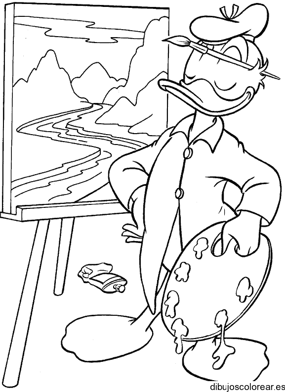 Dibujo de Donald el pintor para colorear