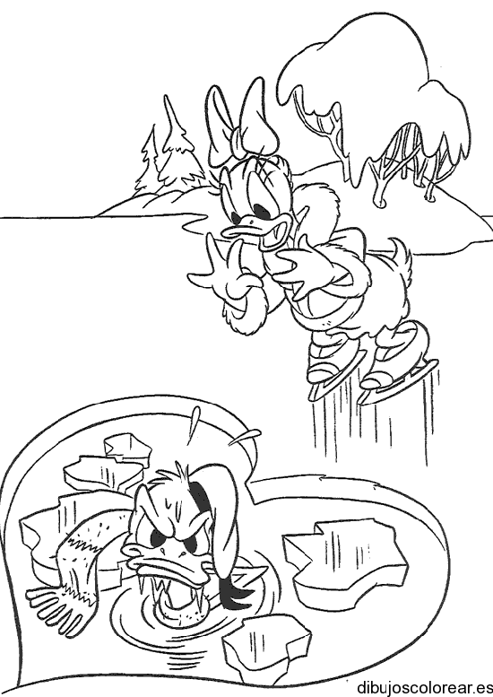 Dibujo de Donald en el hielo para colorear