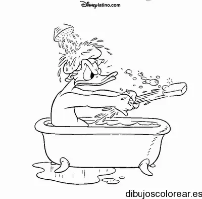 Dibujo de Donald en la tina para colorear