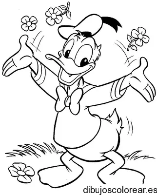 Dibujo de Donald lanzando flores para colorear