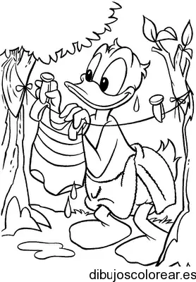 Dibujo de Donald lavando ropa para colorear