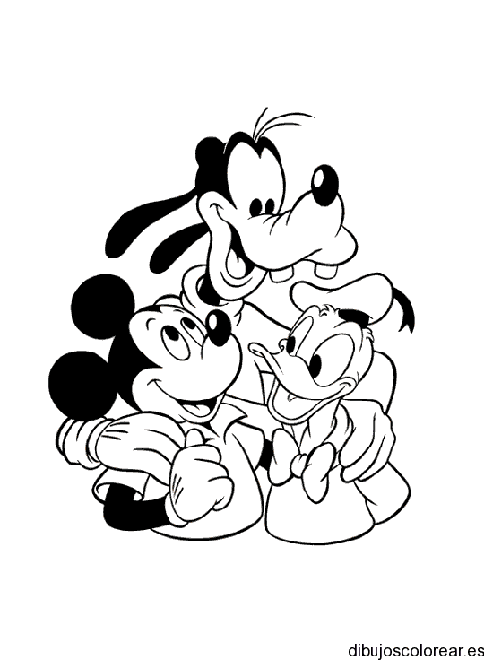 Dibujo de Donald, Mickey y Tribilin para colorear