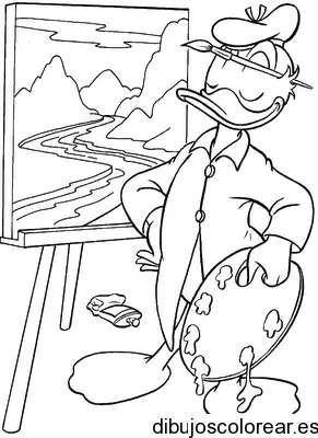 Dibujo de Donald pintor para colorear