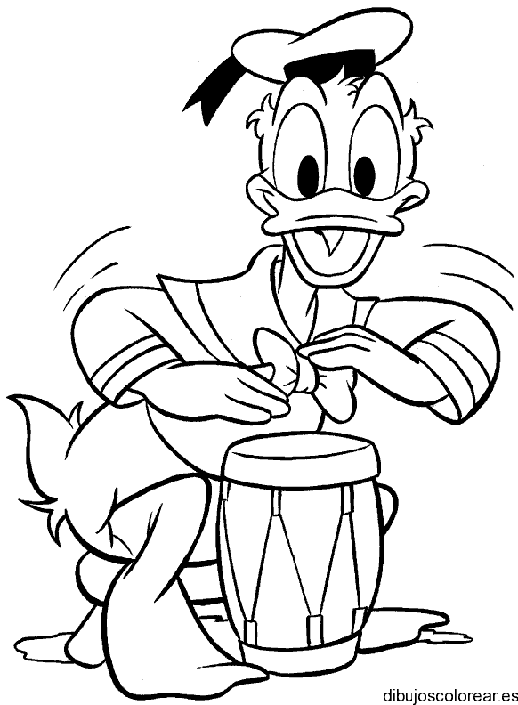 Dibujo de Donald tocando tambor para colorear
