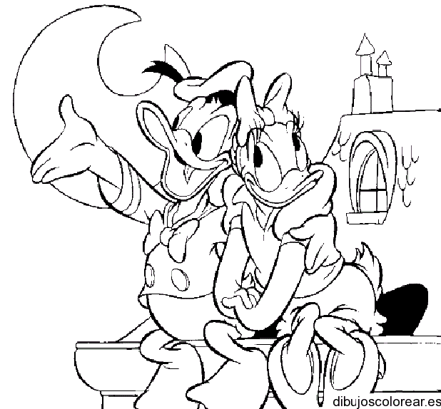 Dibujo de Donald y Daisy enamorados para colorear
