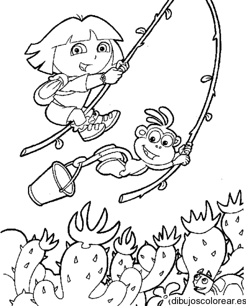 Dibujo de Dora con Botas en la Jungla para colorear
