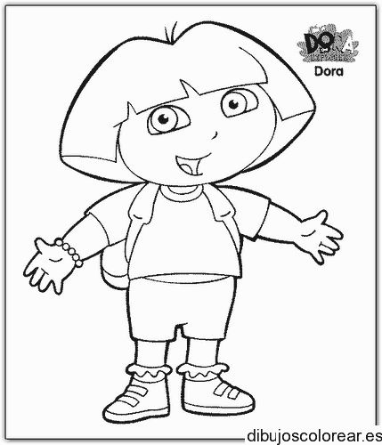Dibujo de Dora la Exploradora camino al colegio para colorear