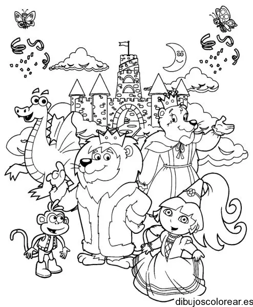 Dibujo de Dora la exploradora como príncesa para colorear
