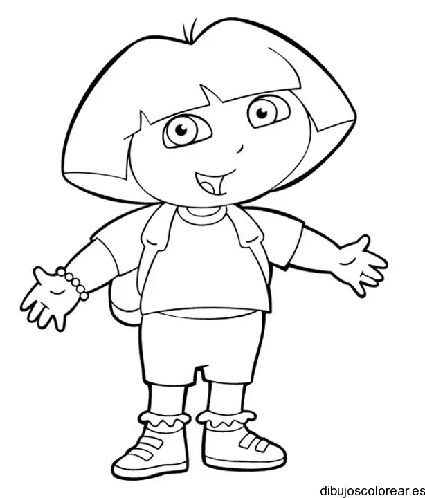 Dibujo de Dora La Exploradora con mochila para colorear