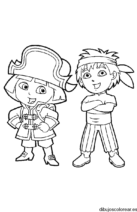 Dibujo de Dora la Exploradora de pirata para colorear