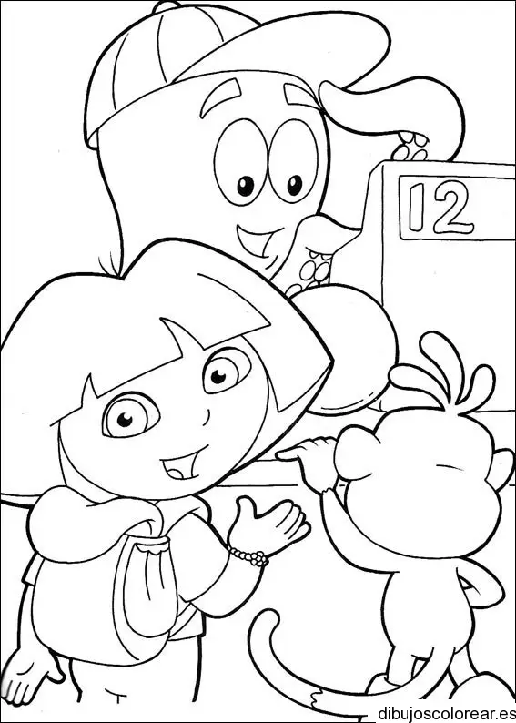 Dibujo de Dora La Exploradora y amigos para colorear