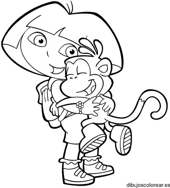 Dibujo de Dora la exploradora y un mono para colorear