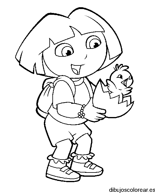Dibujo de Dora la Exploradora y un pájaro para colorear