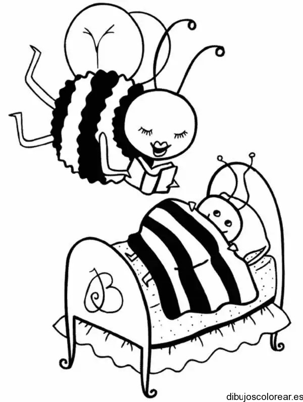 Dibujo de dos abejas para colorear