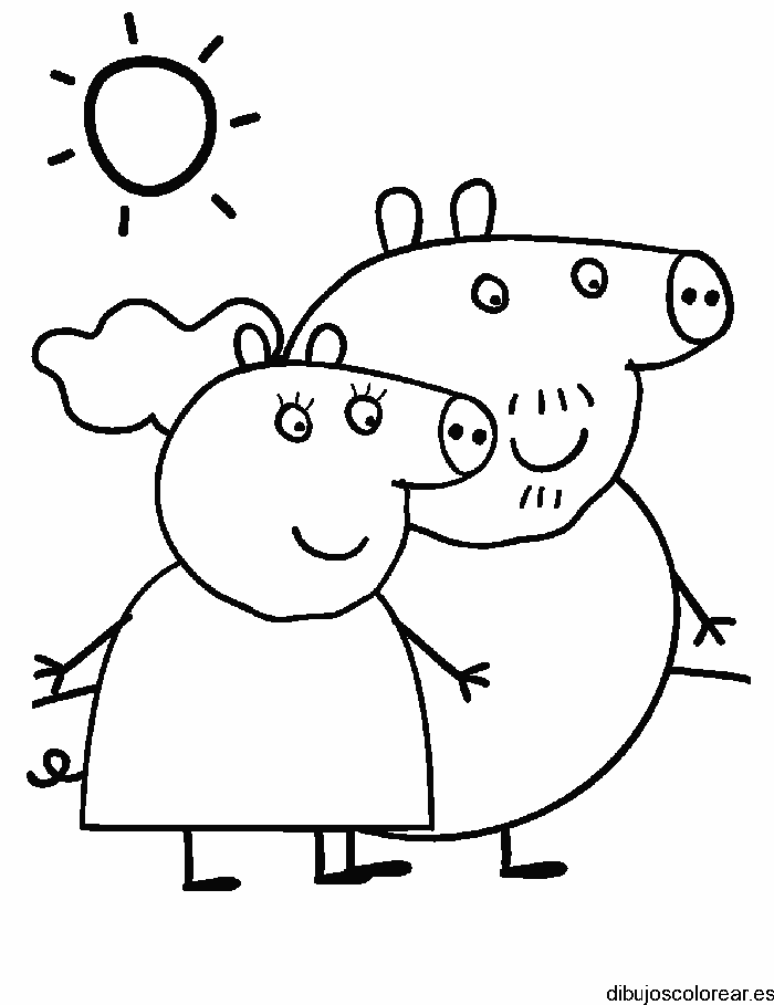 Dibujo de dos cerditos para colorear