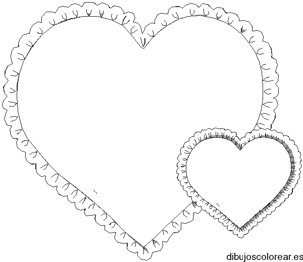 Dibujo de dos corazones para colorear