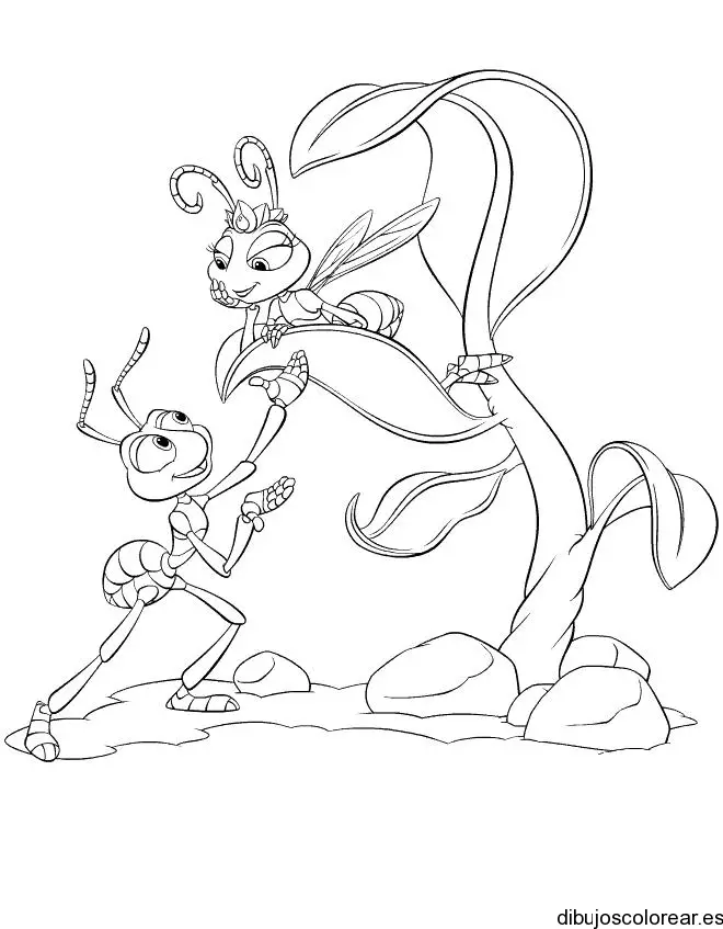 Dibujo de dos hormigas para colorear