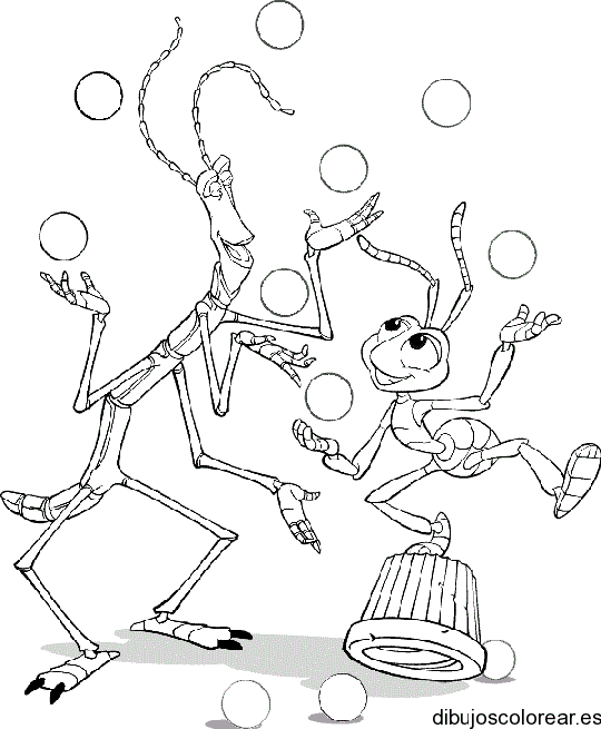 Dibujo de dos insectos bailando para colorear