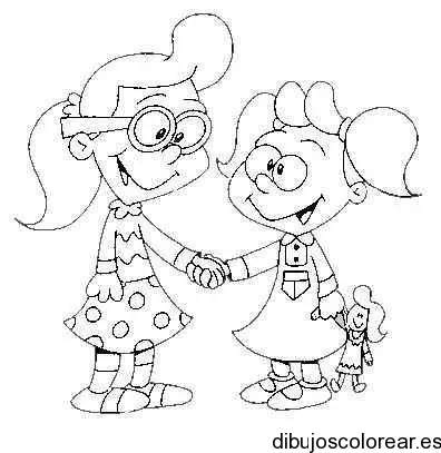 Dibujo de dos niñas para colorear