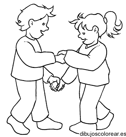 Dibujo de dos niños bailando para colorear