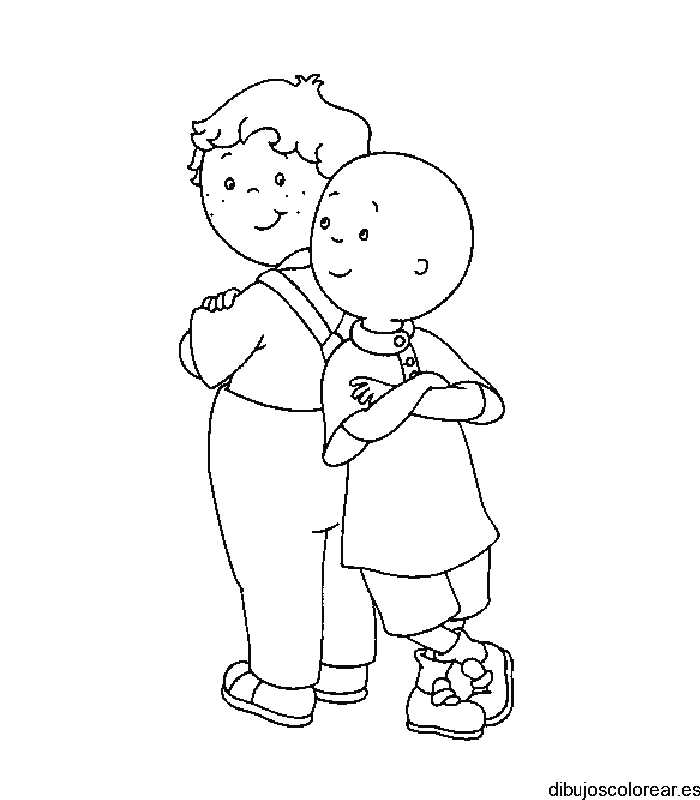 Dibujo de dos niños que sonríen para colorear