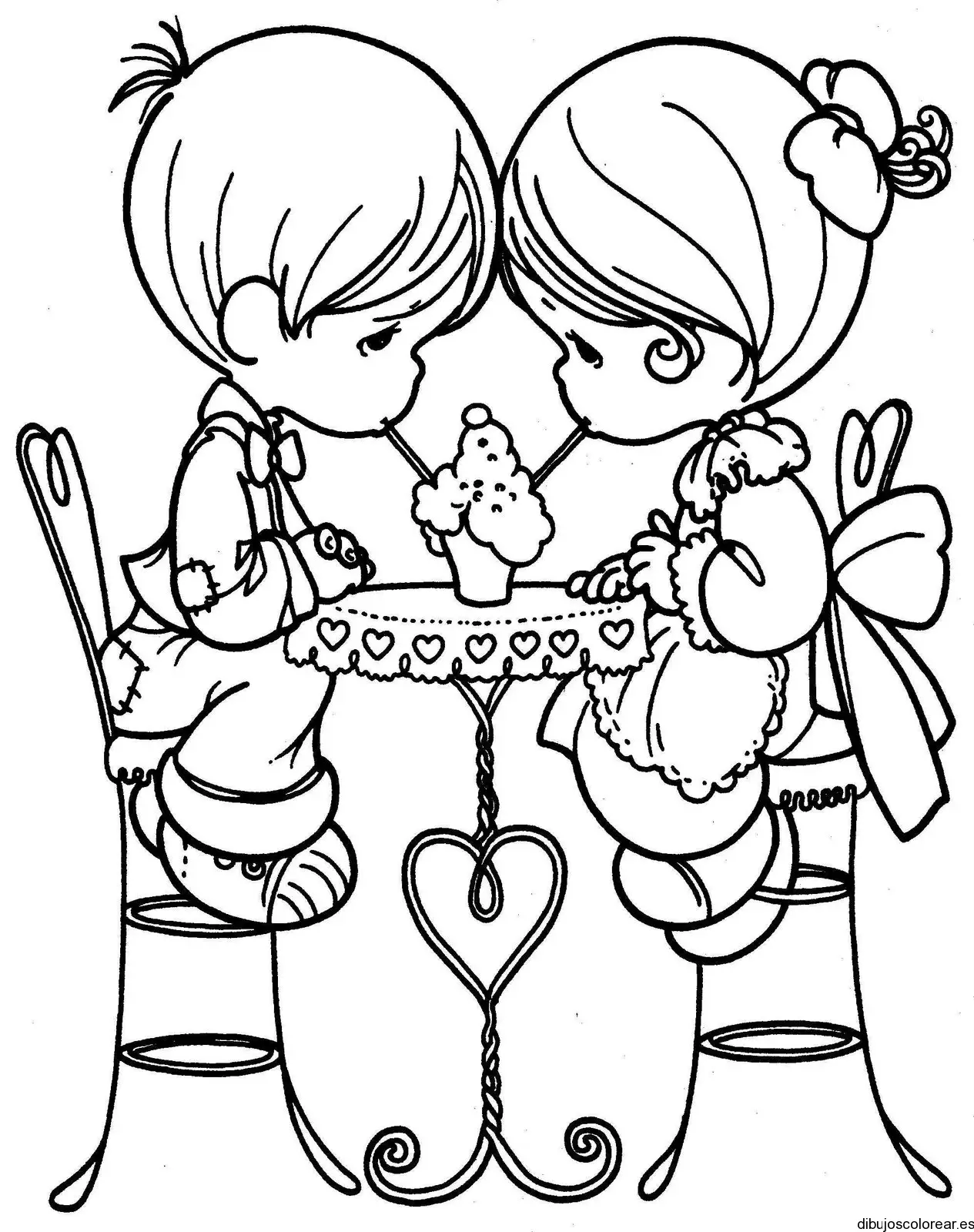 Dibujo de dos niños y una malteada para colorear