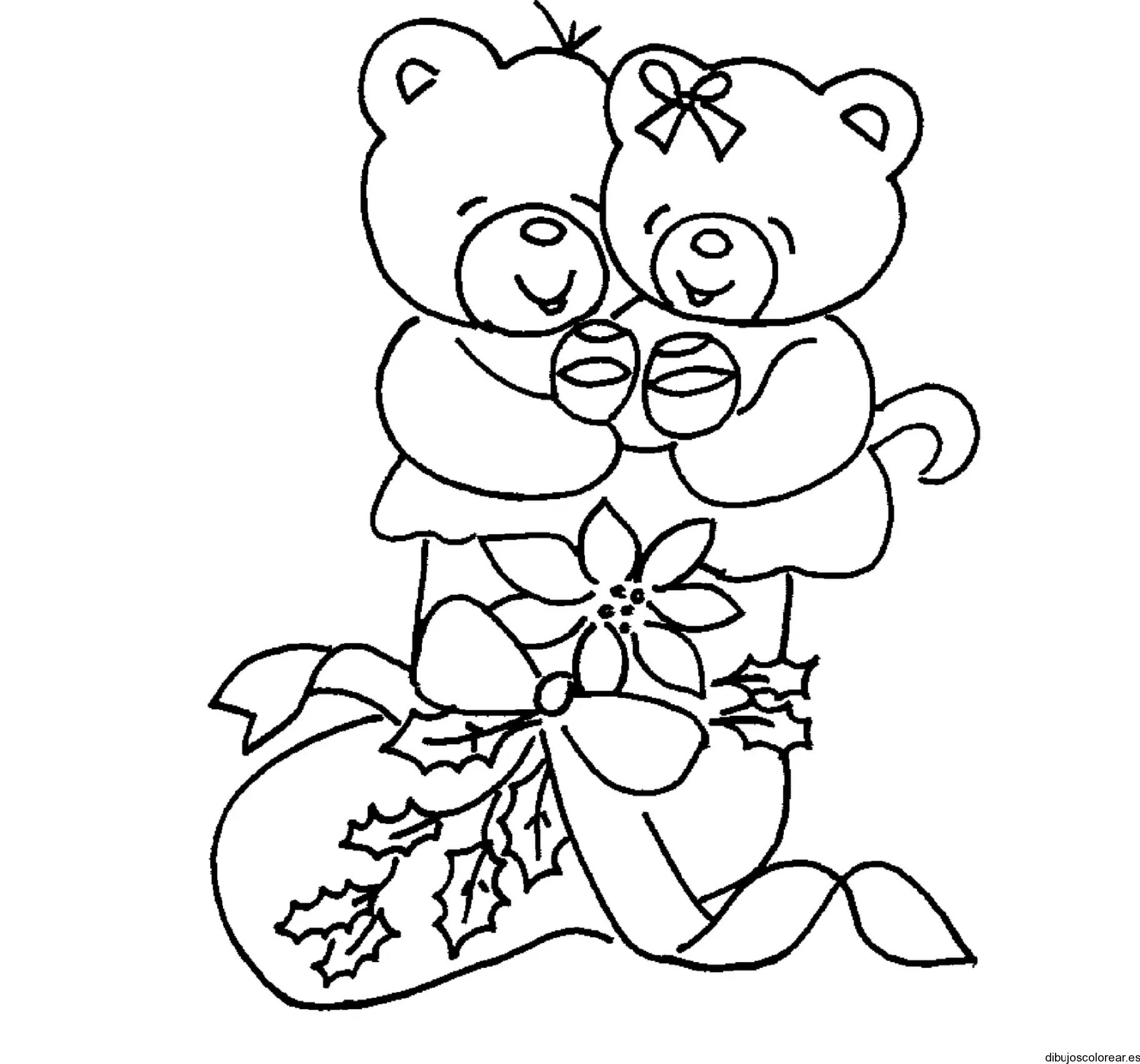 Dibujo de dos ositos brindando para colorear