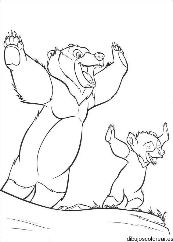 Dibujo de dos osos bailando para colorear