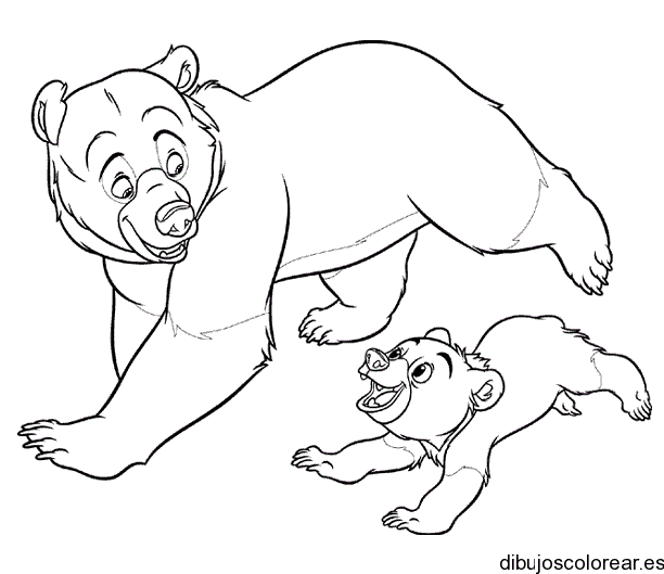 Dibujo de dos osos corriendo para colorear