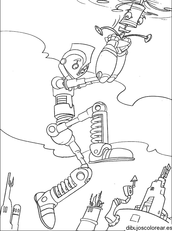 Dibujo de dos robots para colorear