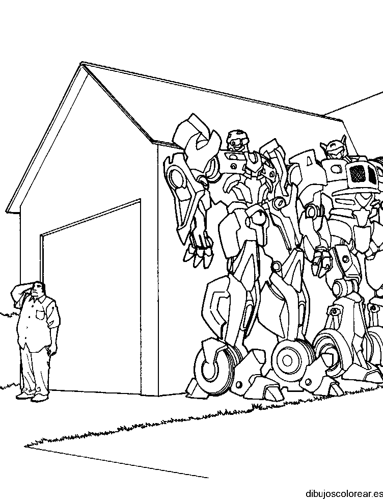 Dibujo de dos robots escondidos para colorear