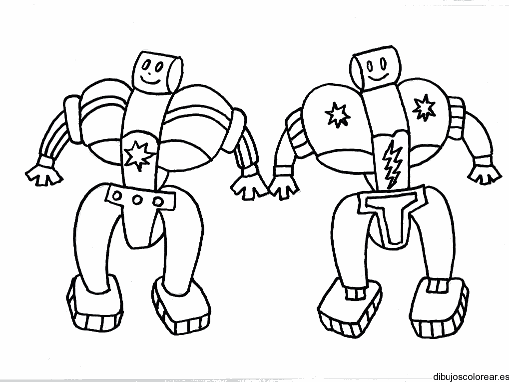 Dibujo de dos robots sonrientes para colorear