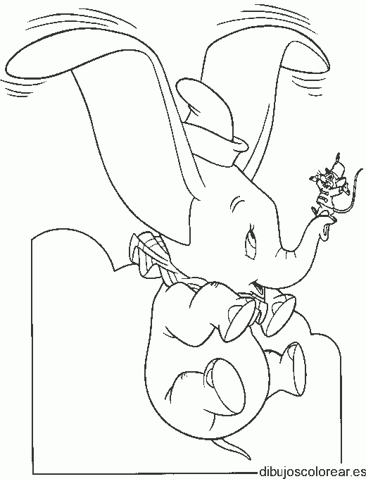 Dibujo de Dumbo aprendiendo a volar para colorear