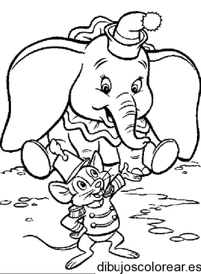 Dibujo de Dumbo con sombrero para colorear