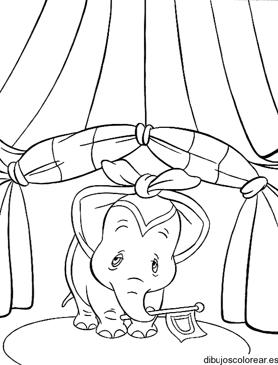 Dibujo de Dumbo con un pañuelo para colorear
