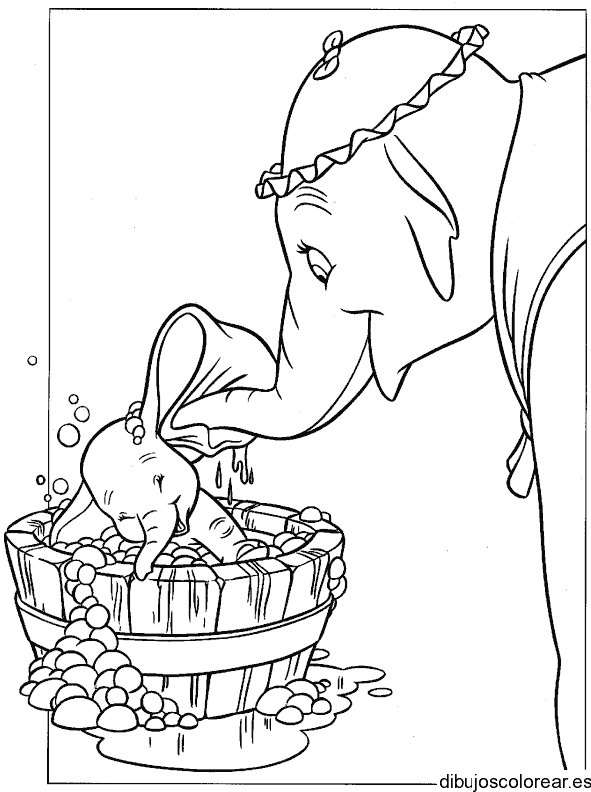 Dibujo de Dumbo duchándose para colorear