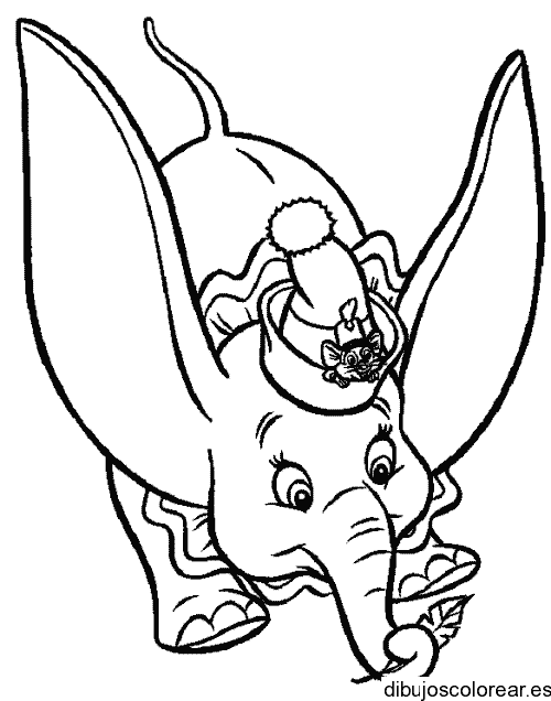 Dibujo de Dumbo volando para colorear