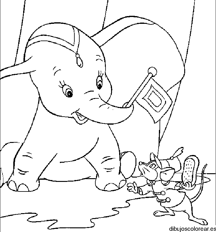 Dibujo de Dumbo y el ratón para colorear