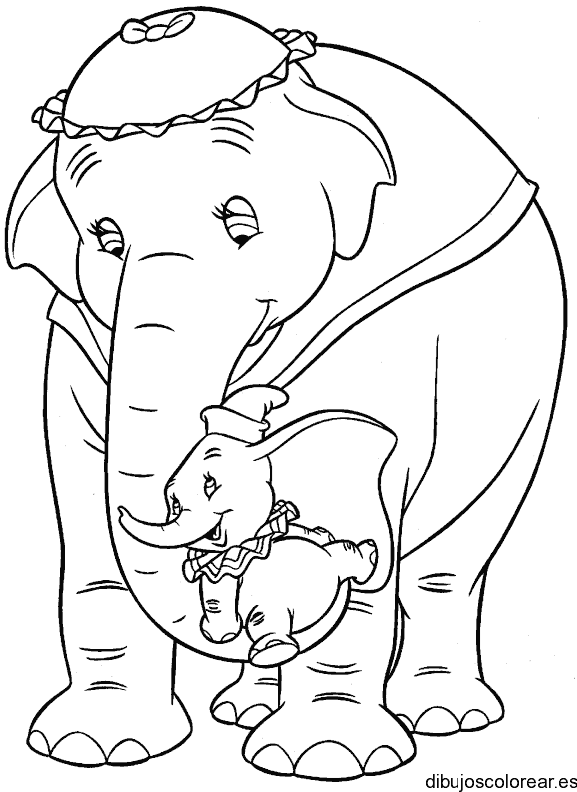 Dibujo de Dumbo y mamá Dumbo para colorear