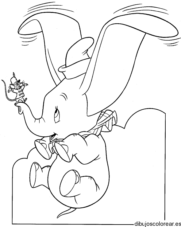 Dibujo de Dumbo y Pepe Grillo para colorear
